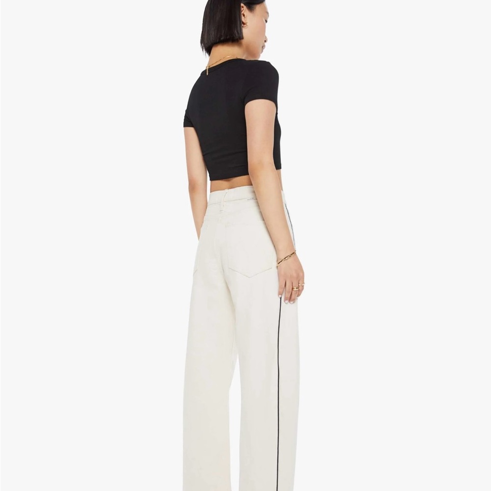 MOTHER Black and Cream Flare Jeans - Picture 3 of 8